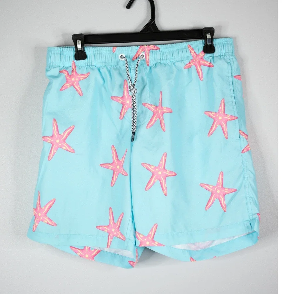 Maamgic Swim Trunks Mens Medium‎ Blue Starfish Excellent Quick Dry Mesh Lined